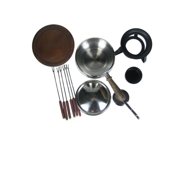 Gailcraft Fondue Set 2 Quart Stainless Steel Fondue Pot Set Vintage 1970 - Picture 7 of 16